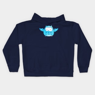 Blue Watercolor Owl Kids Hoodie